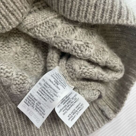 J. Crew Grey Pom Pom Cable Knit Sweater Pullover Fisherman Size Small - Picture 7 of 9